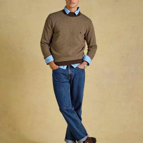 Young Ideas & Henmores -Highland Roll Neck Jumper -Brown -M