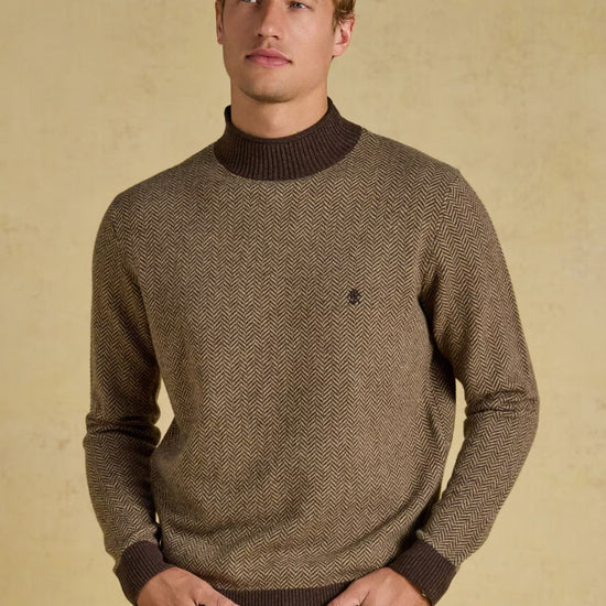 Young Ideas & Henmores -Highland Roll Neck Jumper -Brown -M