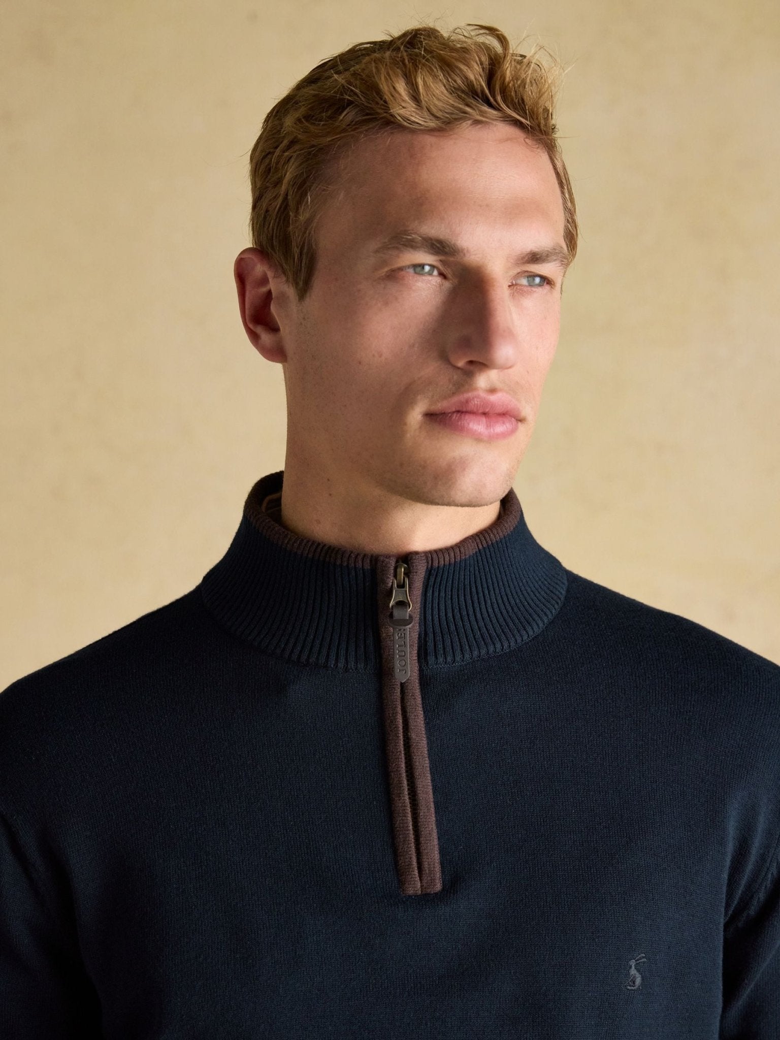 Young Ideas/Henmores - Hillside 1/4 Zip Funnel Neck Jumper - Navy Blue - M