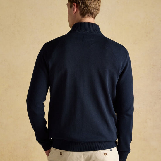 Young Ideas/Henmores - Hillside 1/4 Zip Funnel Neck Jumper - Navy Blue - M