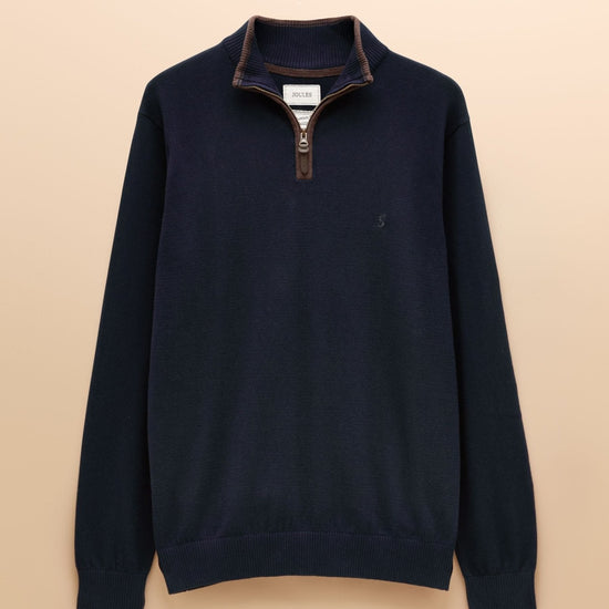 Young Ideas/Henmores - Hillside 1/4 Zip Funnel Neck Jumper - Navy Blue - M