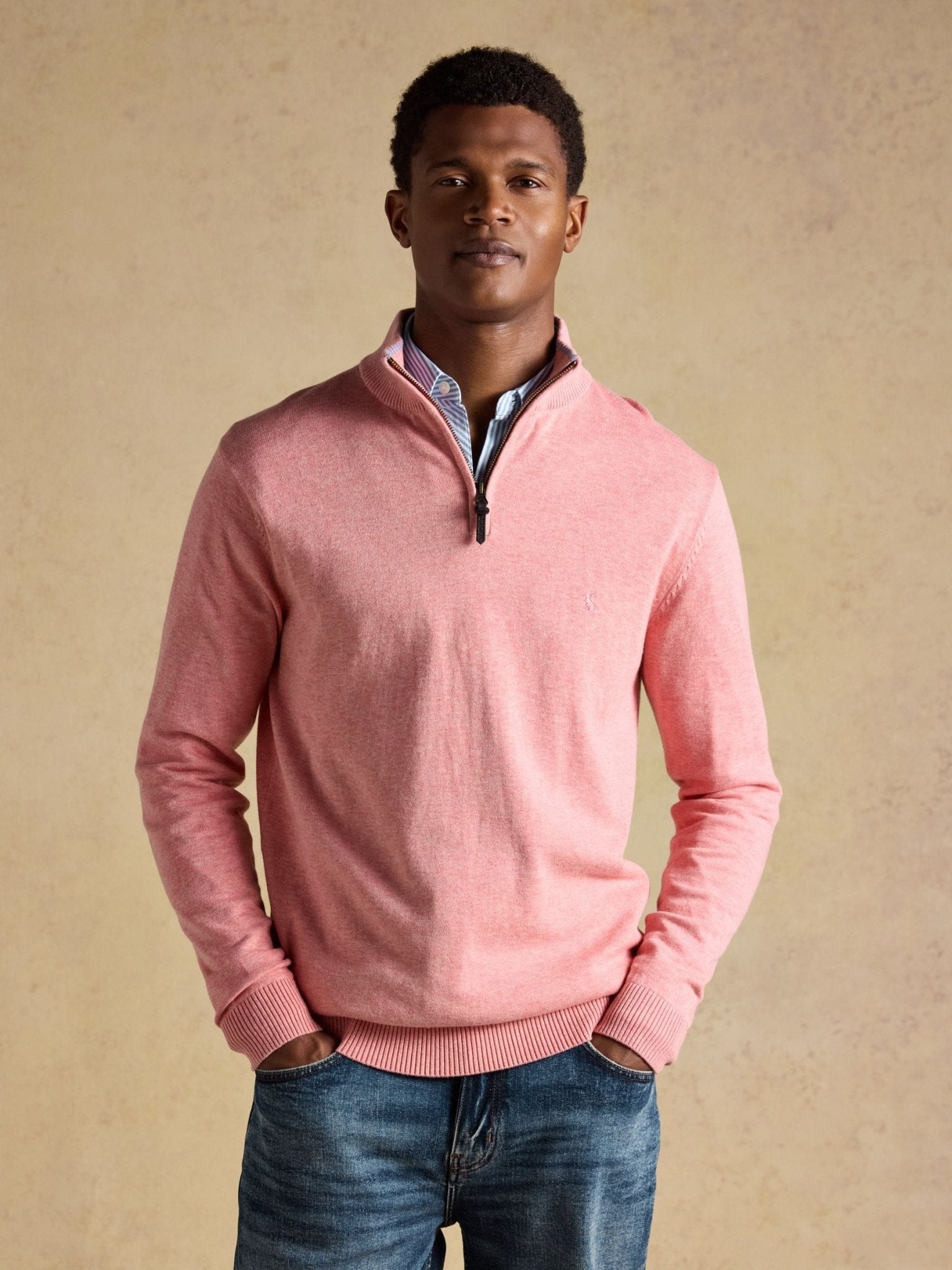 Young Ideas & Henmores - Hillside 1/4 Zip Knit - Pink - M