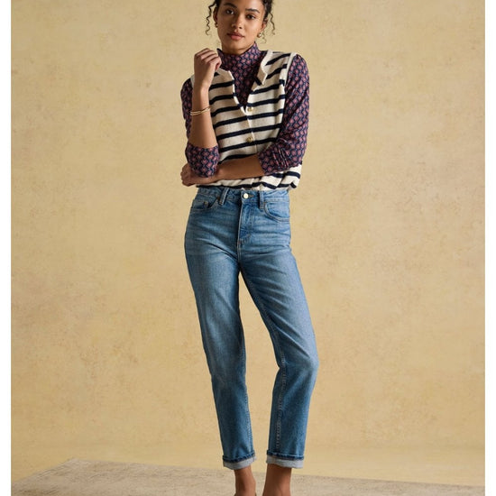 Young Ideas/Henmores - Holly Button Tank - Cream/Navy - XS