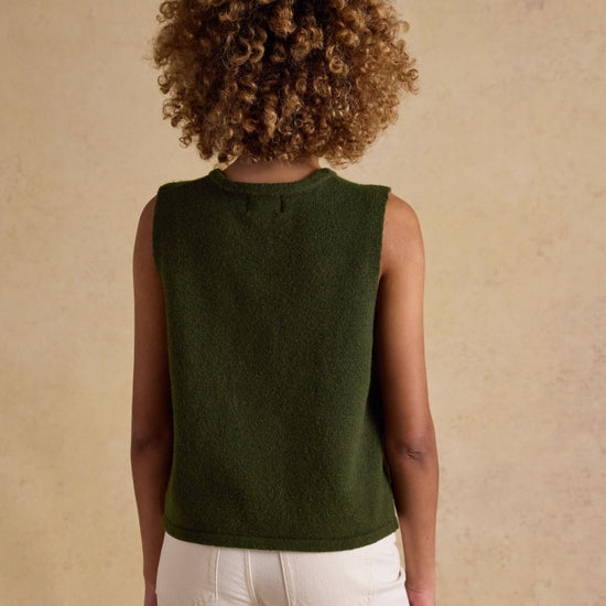 Young Ideas/Henmores - Holly Button Tank - Khaki Green - XS