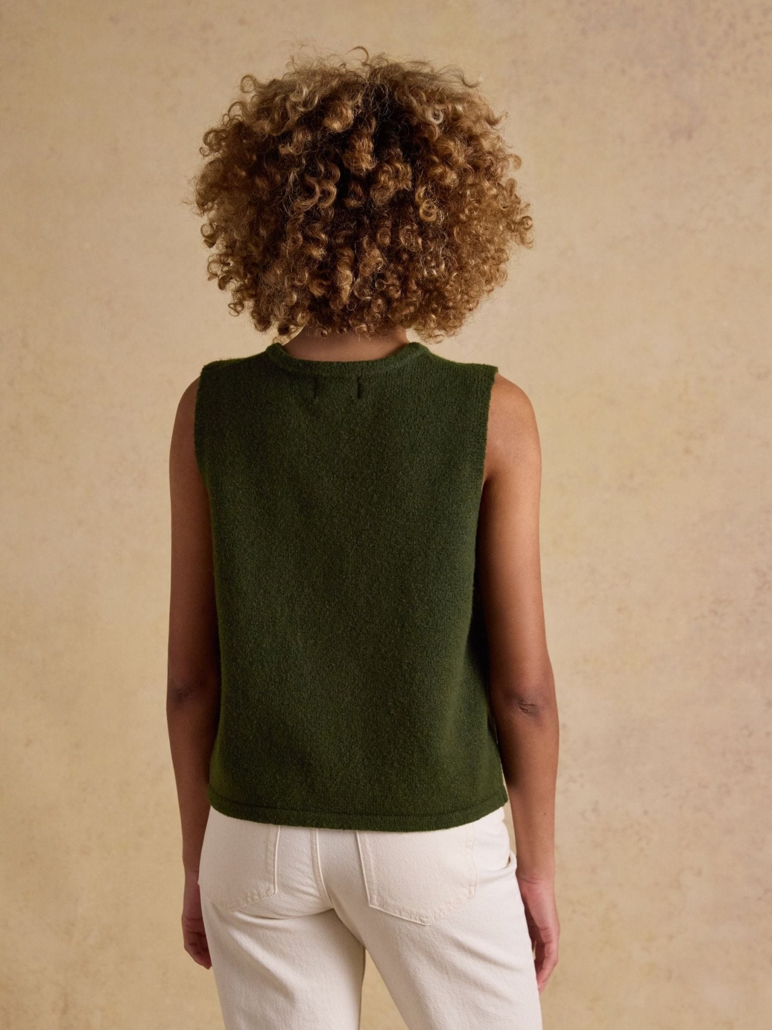 Young Ideas/Henmores - Holly Button Tank - Khaki Green - XS