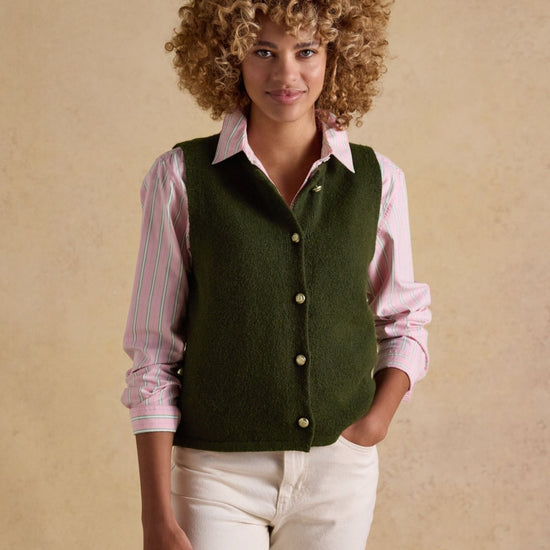 Young Ideas/Henmores - Holly Button Tank - Cream/Navy - XS