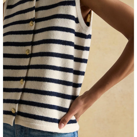 Young Ideas/Henmores - Holly Button Tank - Cream/Navy - XS