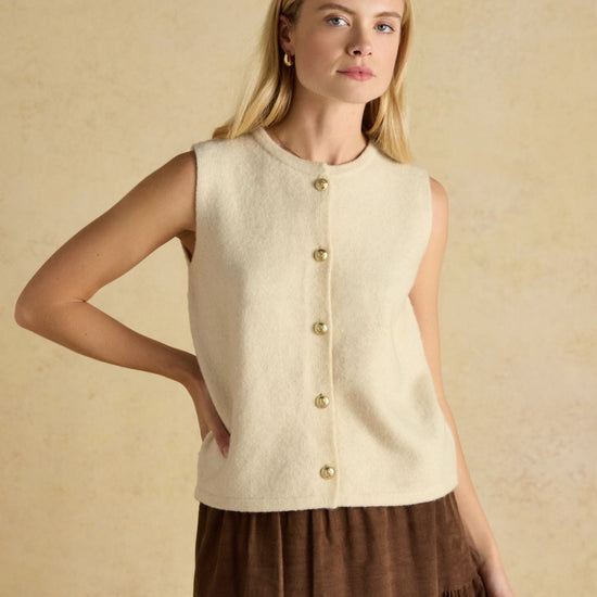 Young Ideas/Henmores - Holly Button Tank - Cream - S