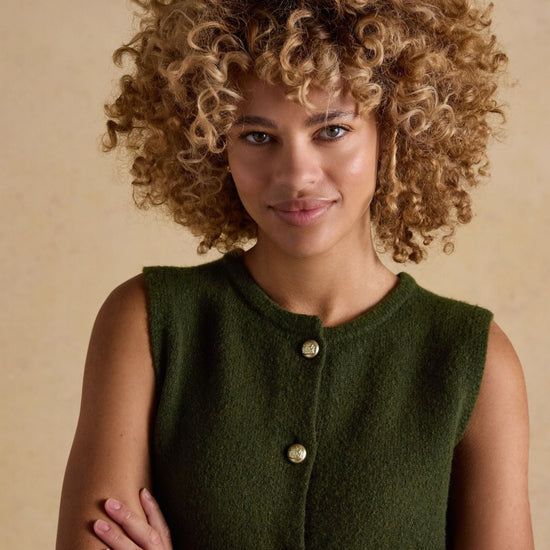 Young Ideas/Henmores - Holly Button Tank - Khaki Green - XS