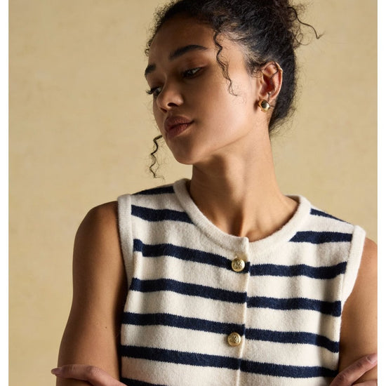 Young Ideas/Henmores - Holly Button Tank - Cream/Navy - XS
