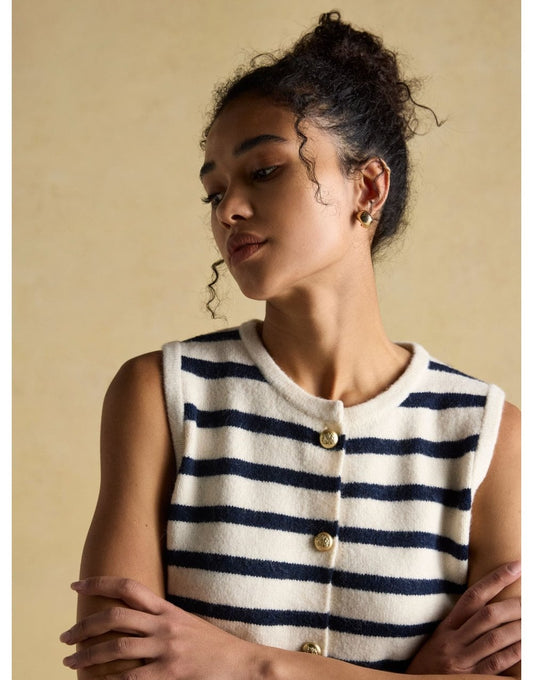 Young Ideas/Henmores - Holly Button Tank - Cream/Navy - XS