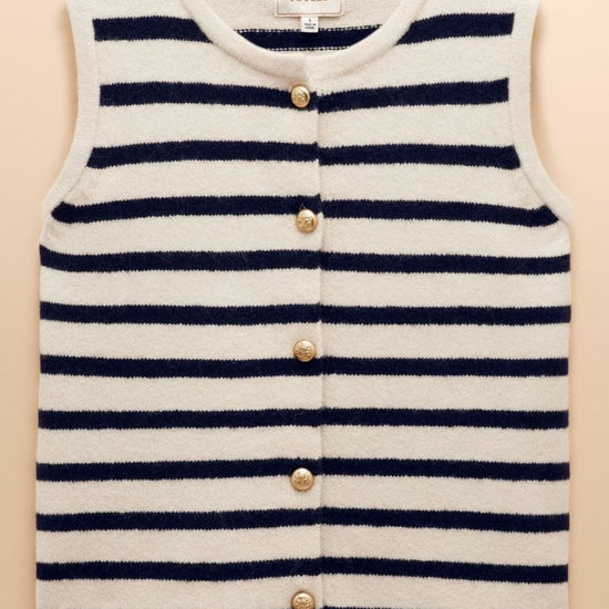 Young Ideas/Henmores - Holly Button Tank - Cream/Navy - XS