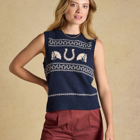 Young Ideas & Henmores -Horse Icon Tank -Navy -L