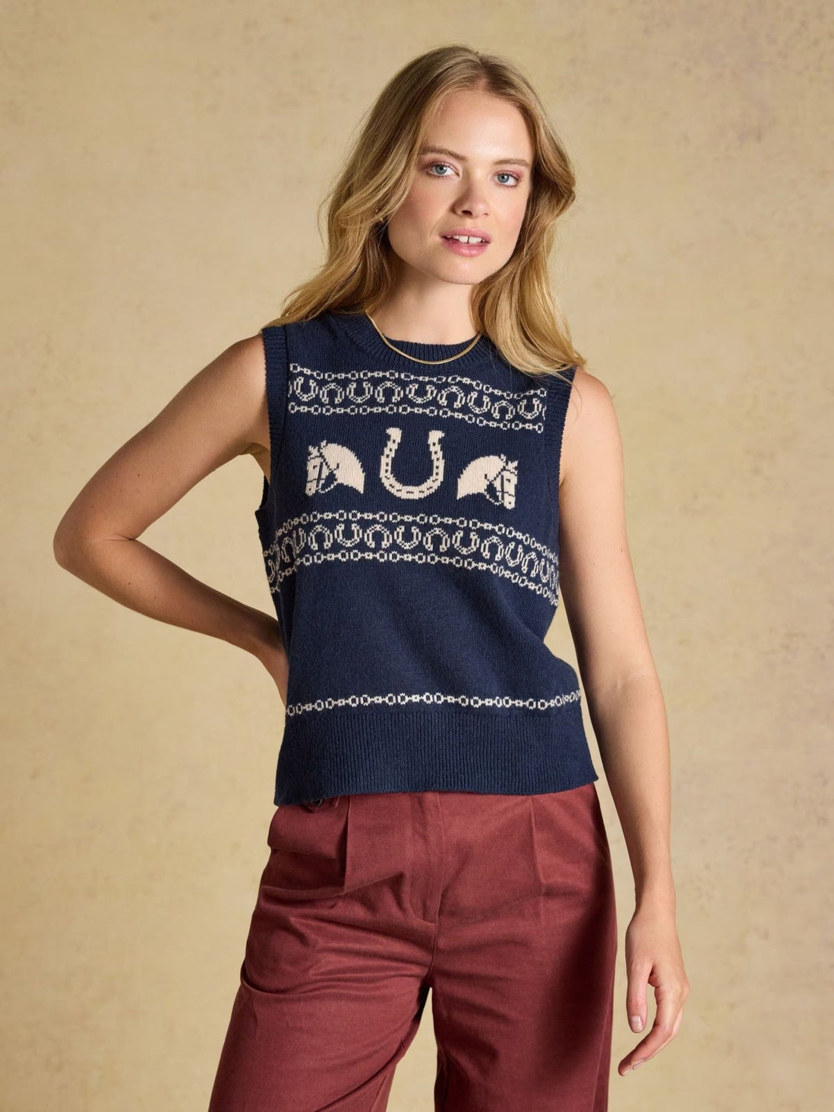 Young Ideas & Henmores -Horse Icon Tank -Navy -L