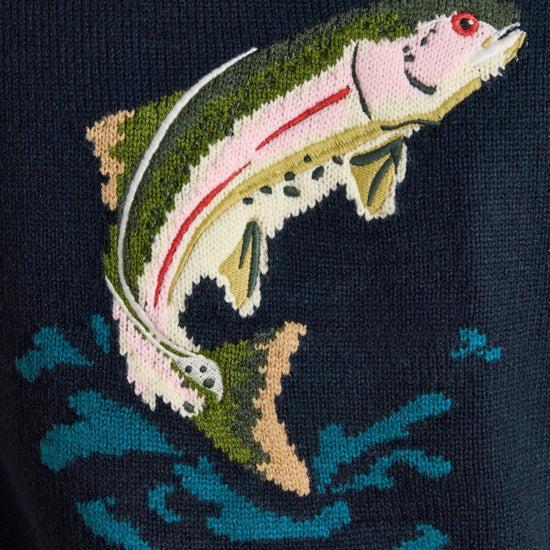 Young Ideas & Henmores -Intarsia Fish Knit -Navy -M