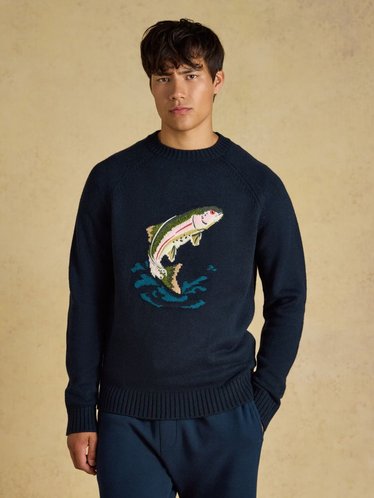Young Ideas & Henmores -Intarsia Fish Knit -Navy -M