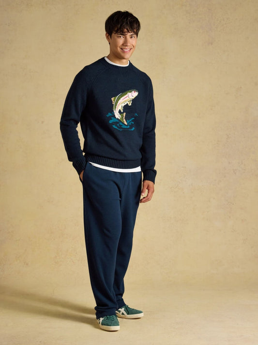 Young Ideas & Henmores -Intarsia Fish Knit -Navy -M