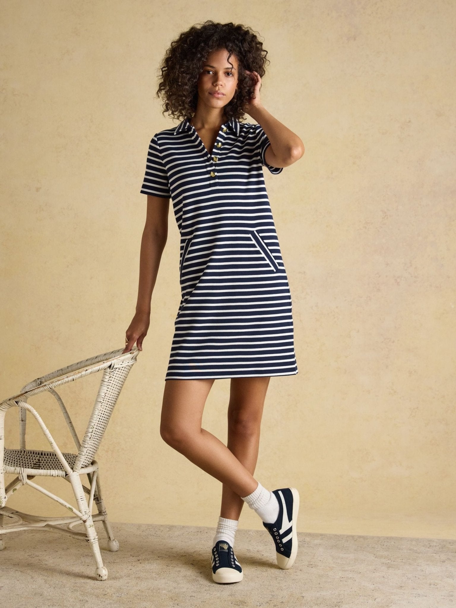 Young Ideas/Henmores - Jane Jersey Dress - Navy Stripe - 8