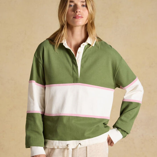 Young Ideas & Henmores -Jersey Rugger Deckshirt -Green/Cream Stripe -10