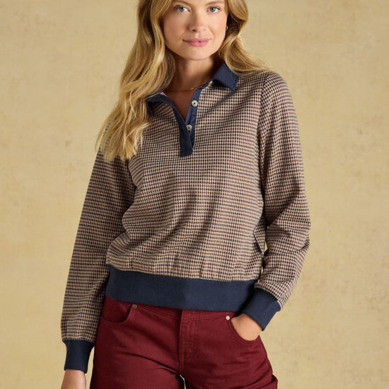 Young Ideas & Henmores -Laurel Collared Top -Navy/Red Check -8