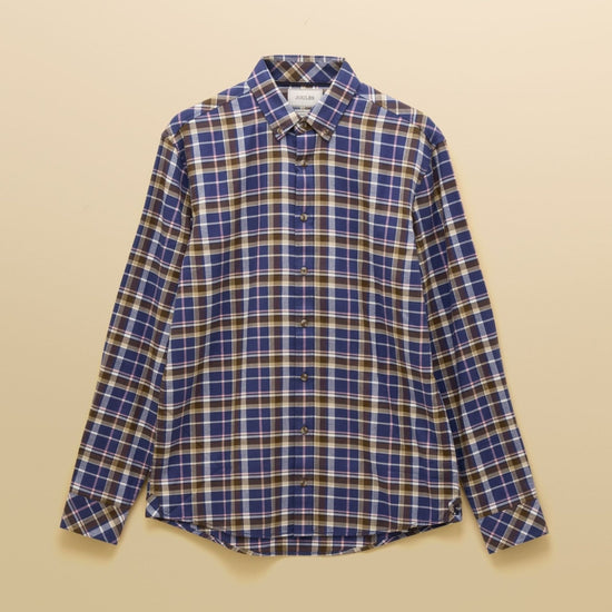 Young Ideas/Henmores - Lightweight Brushed Flannel Shirt - Navy/Pink - M