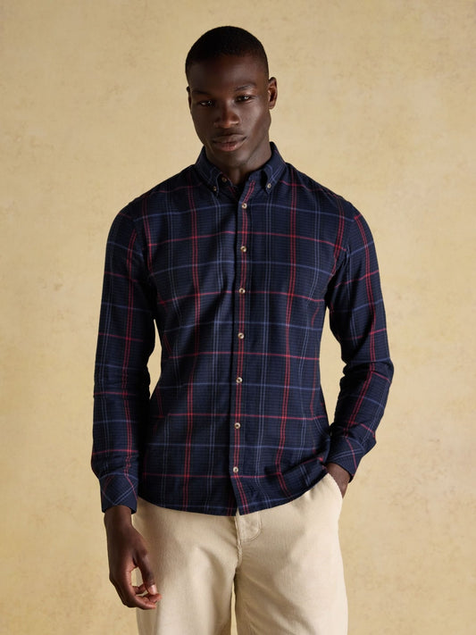 Young Ideas/Henmores - Lightweight Brushed Flannel Shirt - Navy - M