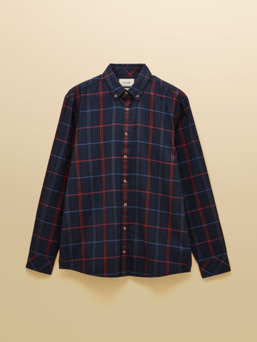Young Ideas/Henmores - Lightweight Brushed Flannel Shirt - Navy - M
