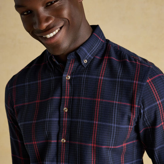 Young Ideas/Henmores - Lightweight Brushed Flannel Shirt - Navy - M