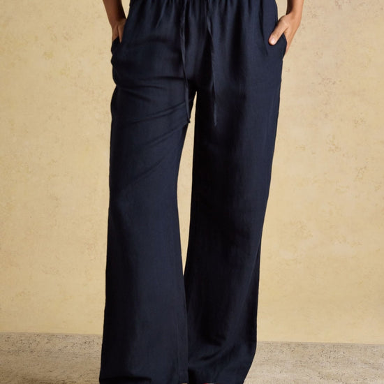 Young Ideas & Henmores - Linen Wide Leg - Navy - 8