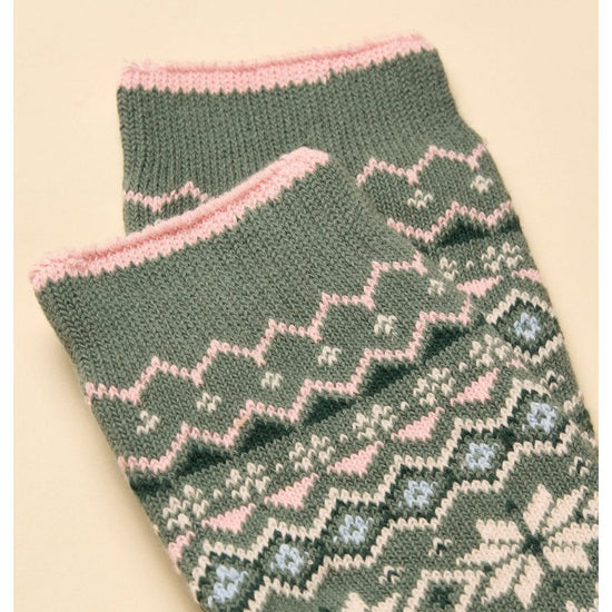 Young Ideas/Henmores - Lucille Socks - Green/Pink - OS