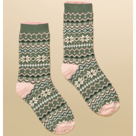 Young Ideas/Henmores - Lucille Socks - Green/Pink - OS