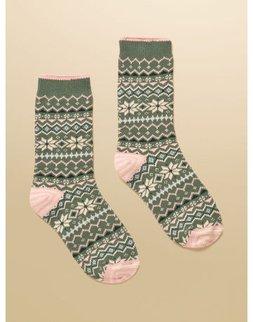 Young Ideas/Henmores - Lucille Socks - Green/Pink - OS