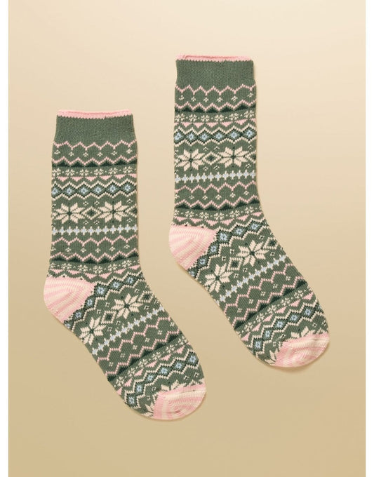 Young Ideas/Henmores - Lucille Socks - Green/Pink - OS