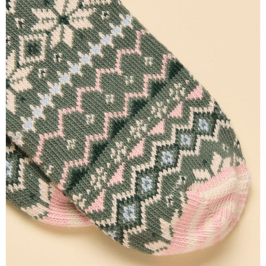 Young Ideas/Henmores - Lucille Socks - Green/Pink - OS