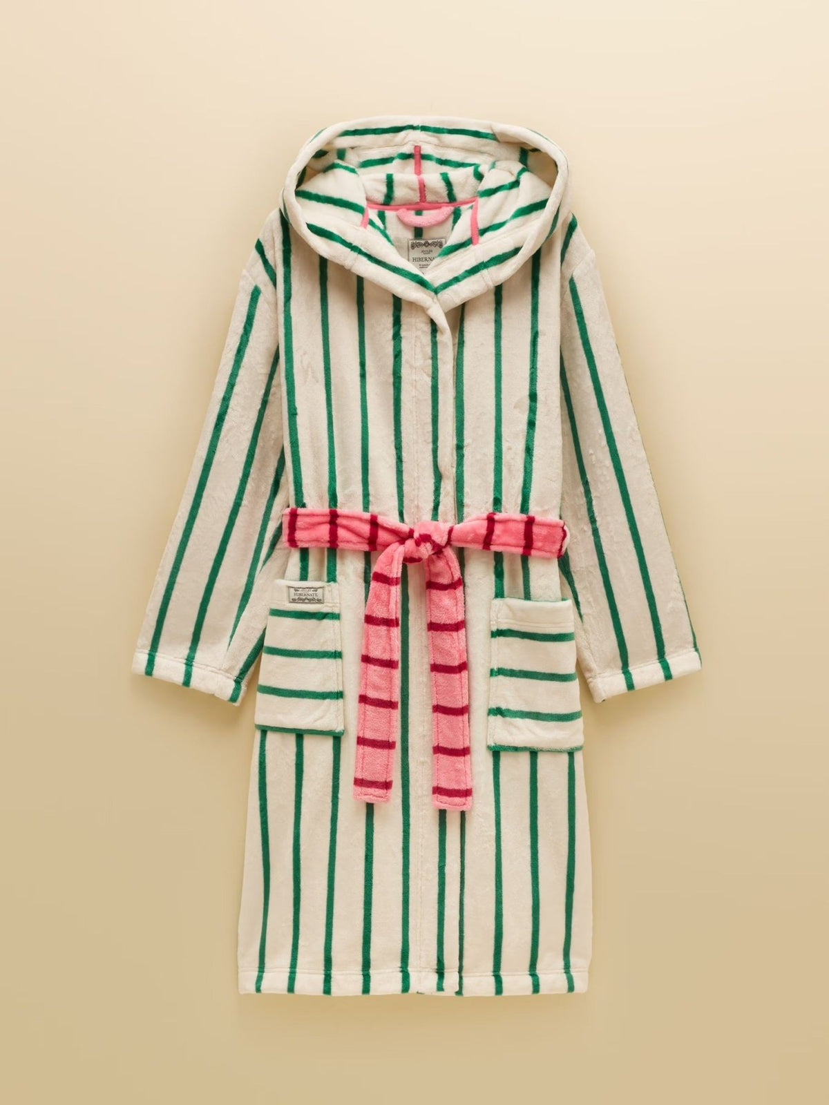 Young Ideas & Henmores -Luna Dressing Gown -Green/White Stripe -L-XL