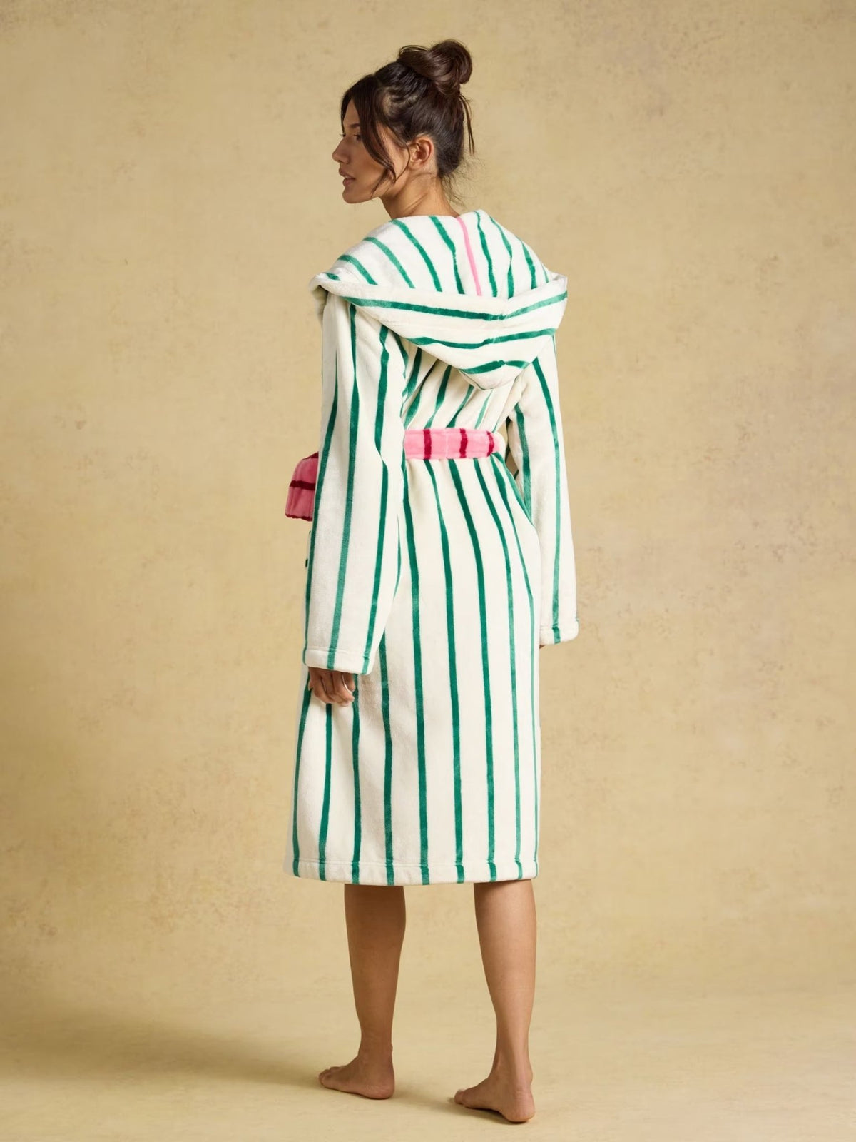 Young Ideas & Henmores -Luna Dressing Gown -Green/White Stripe -L-XL