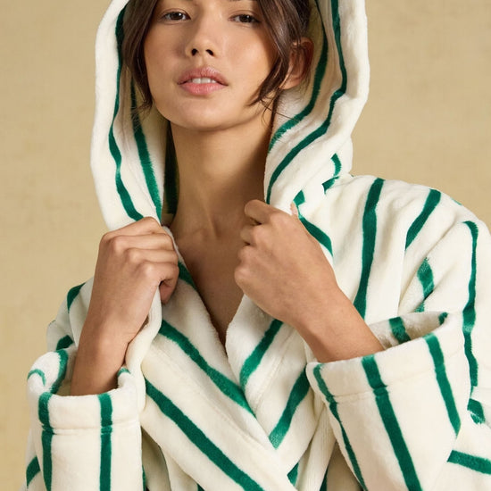 Young Ideas & Henmores -Luna Dressing Gown -Green/White Stripe -L-XL