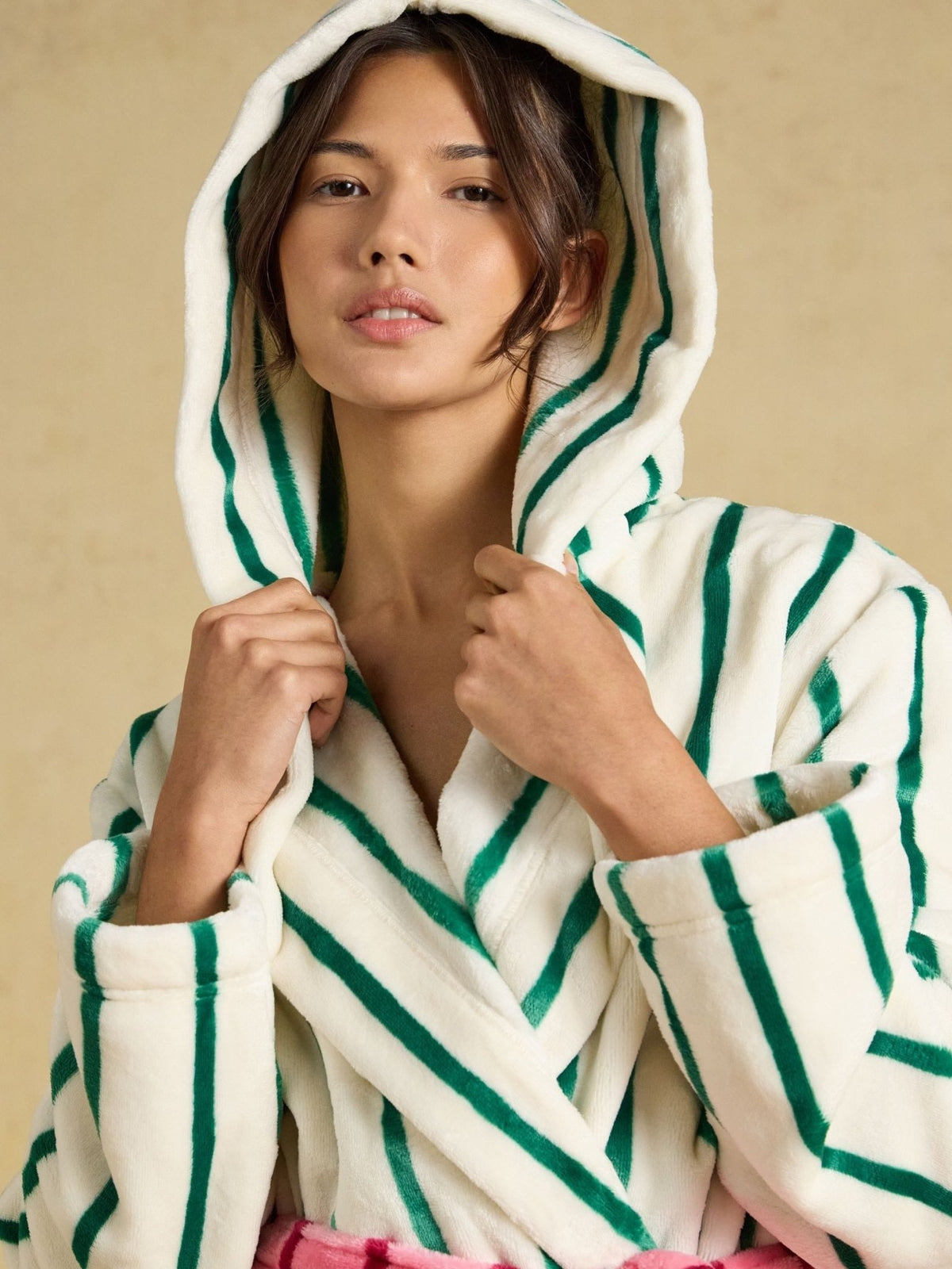 Young Ideas & Henmores -Luna Dressing Gown -Green/White Stripe -L-XL