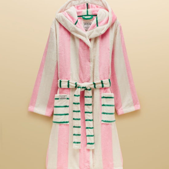 Young Ideas & Henmores -Luna Dressing Gown -Pink/Cream Stripe -L-XL