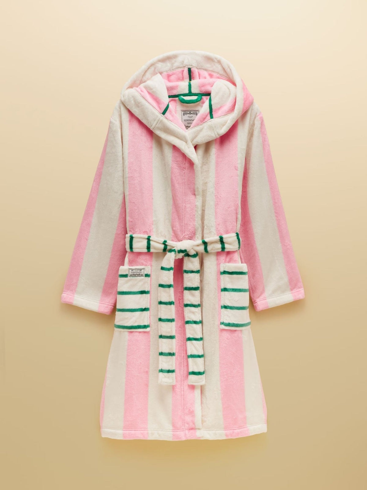 Young Ideas & Henmores -Luna Dressing Gown -Pink/Cream Stripe -L-XL