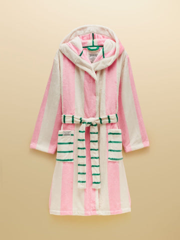 Young Ideas & Henmores -Luna Dressing Gown -Pink/Cream Stripe -L-XL