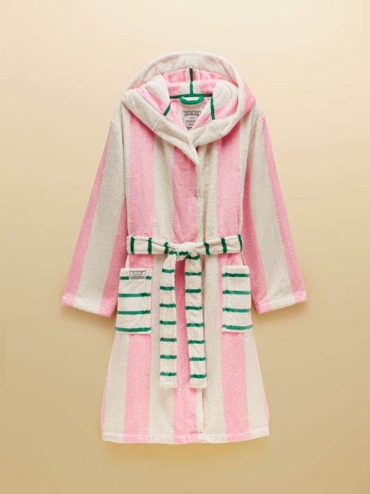 Young Ideas & Henmores -Luna Dressing Gown -Pink/Cream Stripe -L-XL