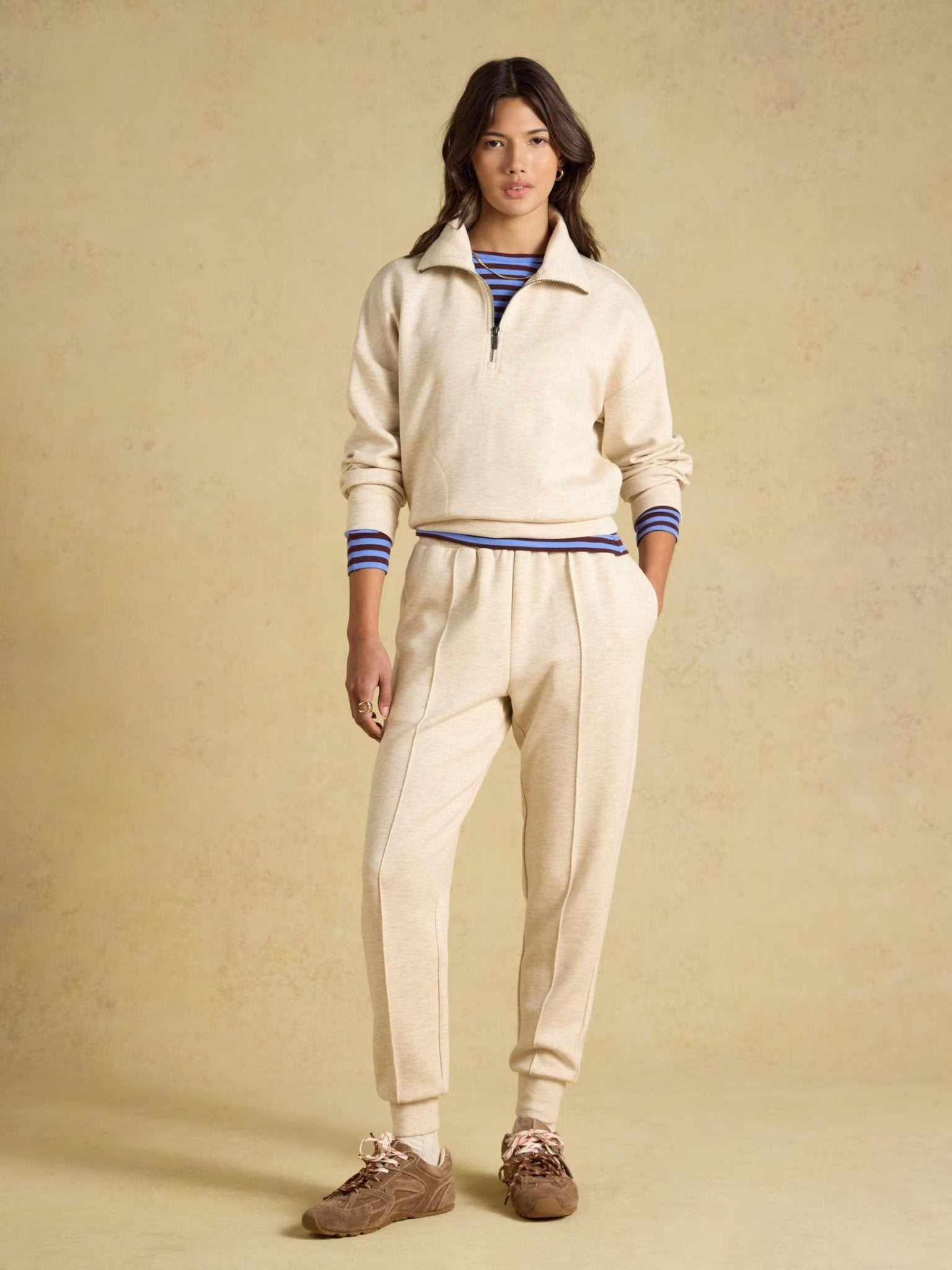 Young Ideas & Henmores -Luxe Club Half Zip -Oat -8