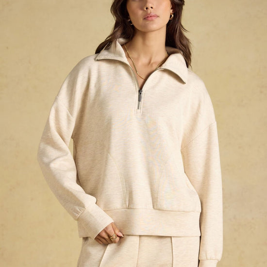 Young Ideas & Henmores -Luxe Club Half Zip -Oat -8