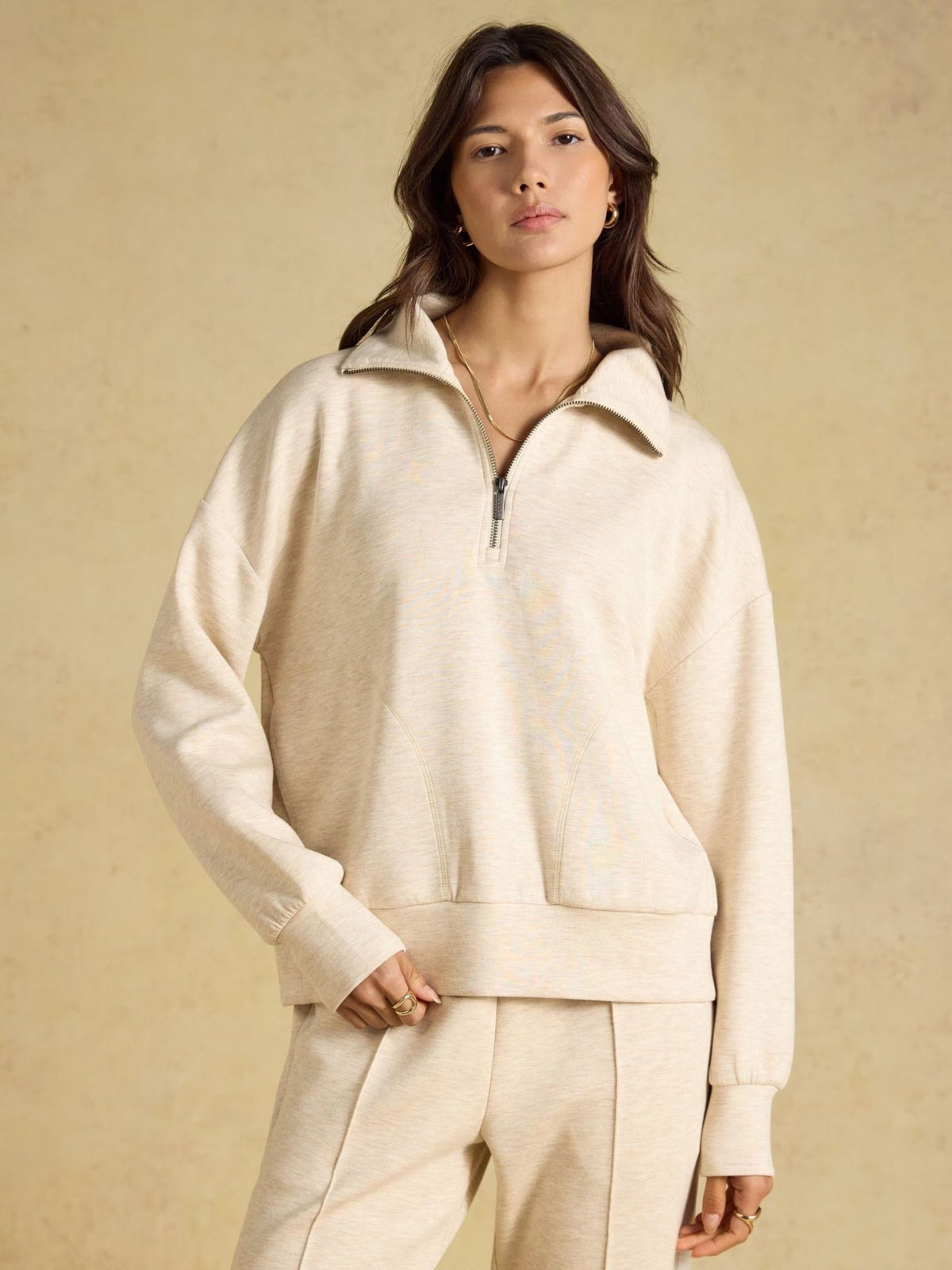 Young Ideas & Henmores -Luxe Club Half Zip -Oat -8