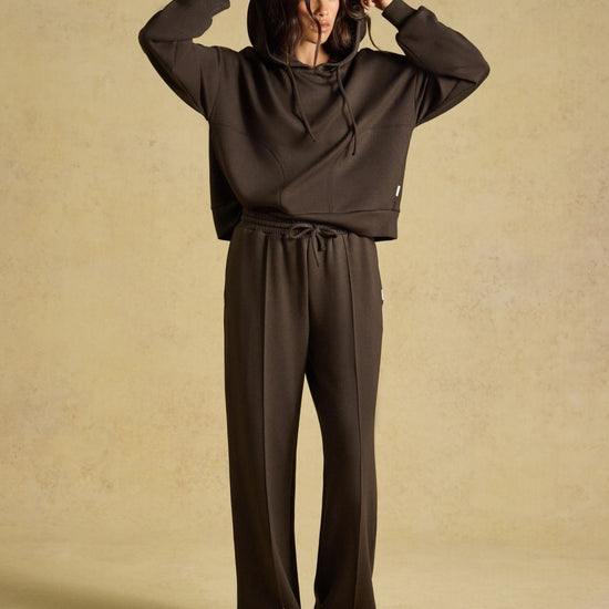 Young Ideas & Henmores -Luxe Club Wide Leg Jogger -Chocolate Brown -8