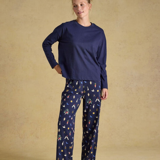 Young Ideas & Henmores -Lyla Jersey PJ Set -Navy Icons -L
