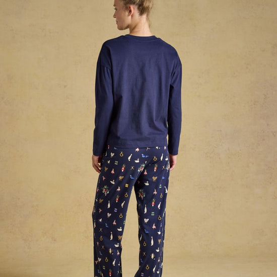 Young Ideas & Henmores -Lyla Jersey PJ Set -Navy Icons -L