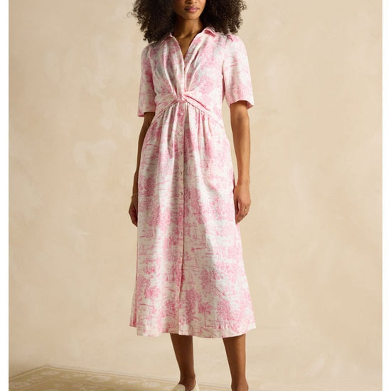 Young Ideas/Henmores - Marina Twist Detail Midi Dress - Pink Toile - 8