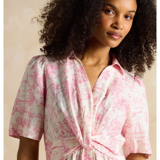 Young Ideas/Henmores - Marina Twist Detail Midi Dress - Pink Toile - 8